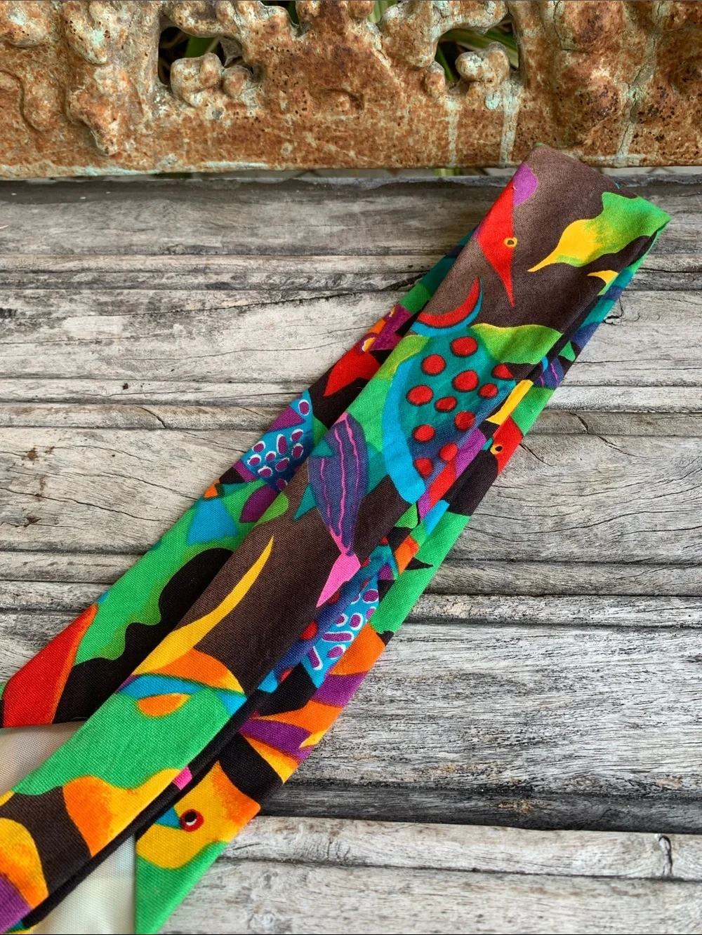 Vintage Vertigo 90’s Psychedelic Fish Print Men's Tie